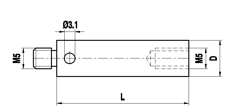 M5 алюминиевый удлинитель щупа, L 60 мм, D 20 мм, для систем ZEISS A-5555-0129